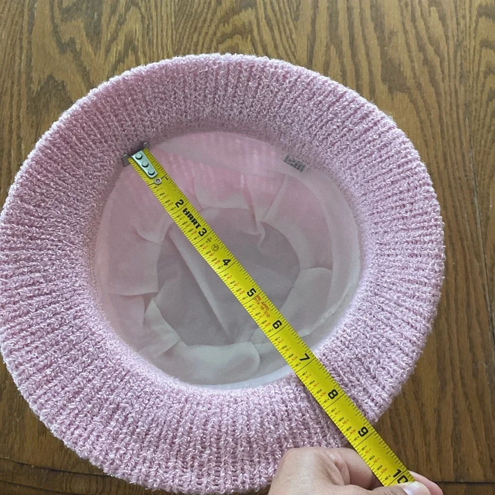 Knitted Bow Hat Pink Knitted Bucket Hat